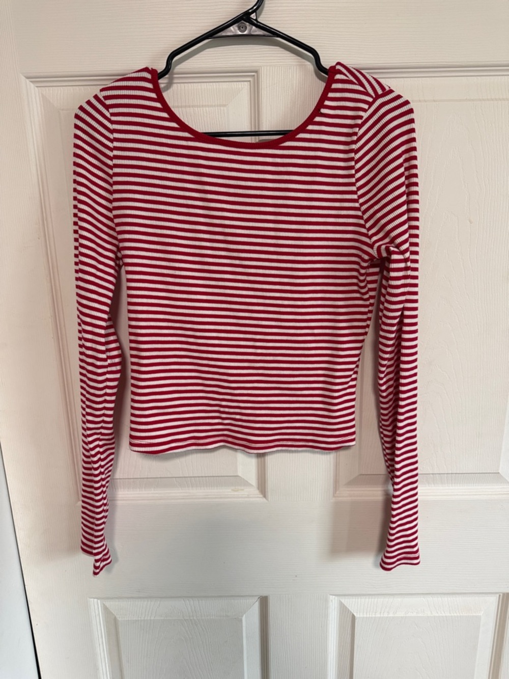 HYFVE Red & White Striped Long Sleeve Scoop Neck Top